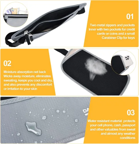 Vista 16 de DAITET Cinturón de dinero, soporte para pasaporte, cartera de viaje oculta segura con bloqueo RFID, riñonera encubierta (negro), Negro, Rfid