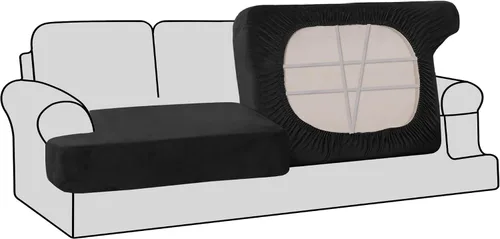 Vista 57 de H.VERSAILTEX Fundas de terciopelo elástico para silla con cojín en forma de T para sala de estar, funda de sofá, funda de asiento con cojín