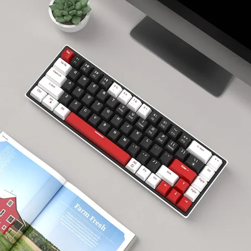 Vista 6 de MageGee SKY68 - Teclado mecánico para juegos, 68 teclas, compacto con retroiluminación LED azul, mini teclado ergonómico con cable para Windows PC