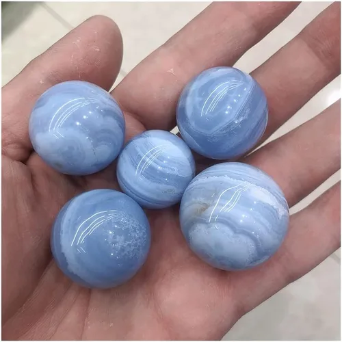 Vista 5 de Salud y Hogar Cristal Natural Cuarzo Azul Encaje Ágata Esfera Bola Energía Reiki Piedras Habitación Casa Oficina Acuario Decoración Accesorios