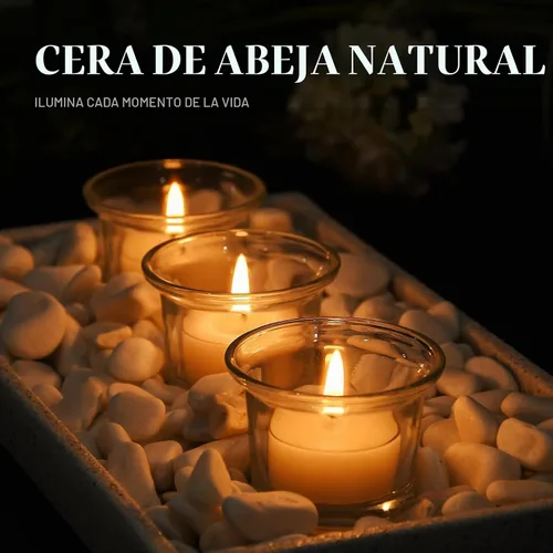 Vista 6 de TELOSMA 12 velas de cera de abeja natural, velas orgánicas Clean Burn