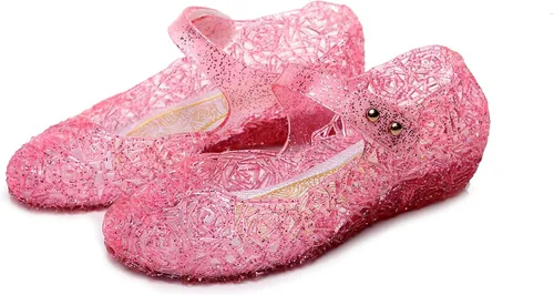 Vista 5 de Dongni Disfraces de princesa, zapatos planos de gelatina, sandalias de disfraces para fiestas de cumpleaños para niñas pequeñas, inspiradas