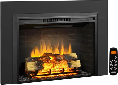 Vista 11 de LegendFlame Carl 28 Pulgadas con Kit de Adornos, Inserto de Chimenea Eléctrica, Calentador de Chimenea 750/1500W, Sonido de Fuego Crepitante