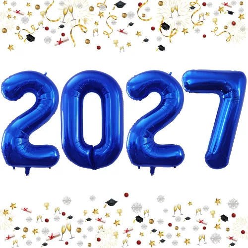 Vista 51 de GOER Globos de papel de aluminio 2026 para fiesta de Año Nuevo, suministros de fiesta, decoraciones de graduación (negro, 16 pulgadas)