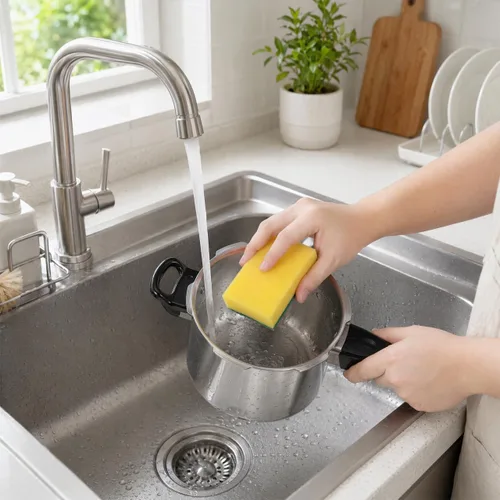 Vista 7 de INOOMP Olla a presión inferior compuesta de 2.7 cuartos de galón de aleación de aluminio para cocinas de gas e inducción con mango ergonómico
