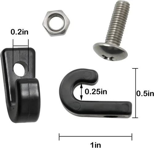 Vista 2 de 16pcs 1" Nylon Hebilla J-Hooks Negro Lashing Hooks para Bungee Cord Yate Kayak Accesorios