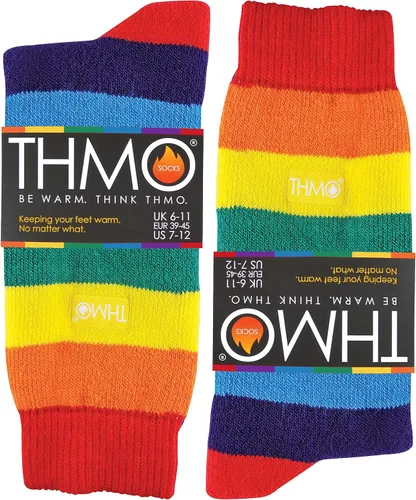 Vista 4 de THMO Calcetines térmicos a rayas arcoíris para hombre y mujer con pinzas antideslizantes