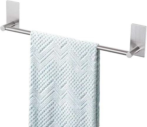 Vista 9 de Barra de Toalla Adhesiva Negra de 9 Pulgadas, Soporte de Toalla de Baño Adhesivo, Soportes de Toalla de Mano, Sin Perforación en la Pared - Negro