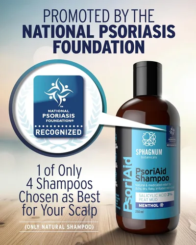 Vista 4 de Sphagnum Botanicals Champú de psoriasis con ácido salicílico para mujeres y hombres, alivio natural para cuero cabelludo seco, picazón, escamoso