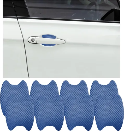 Vista 10 de Ziciner 4 calcomanías para manija de puerta de automóvil, textura de fibra de carbono, películas protectoras para manija de puerta automática