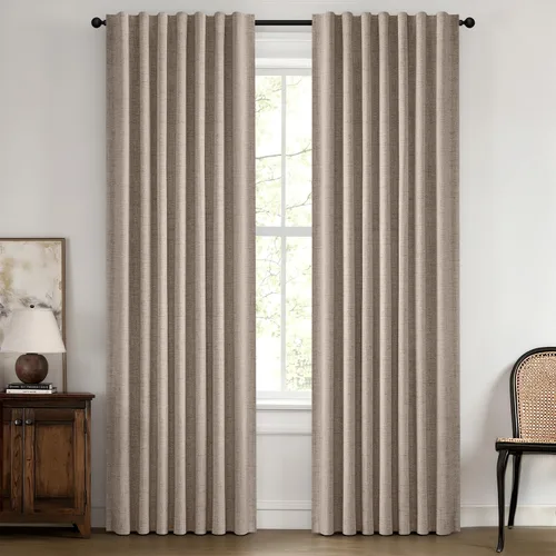 Vista 49 de MIULEE Cortinas de lino 100% opacas para dormitorio, marfil sólido, decoración de lujo, aislamiento térmico, cortinas oscurecedoras para sala