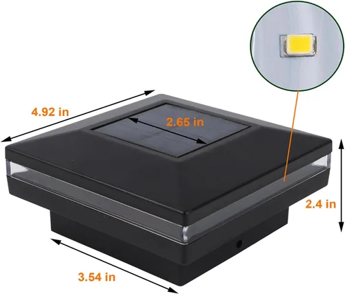 Vista 2 de Dynaming Paquete de 12 Luces Solares para Postes, Luz Decorativa Solar para Exteriores para Tapa de Poste, Carcasa Negra e Iluminación LED Blanca