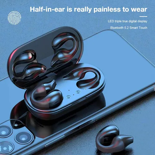 Vista 3 de TECKEEN Auriculares inalámbricos Bluetooth 5.2 Clip de oído HiFi Música Conducción ósea Auriculares EE.UU