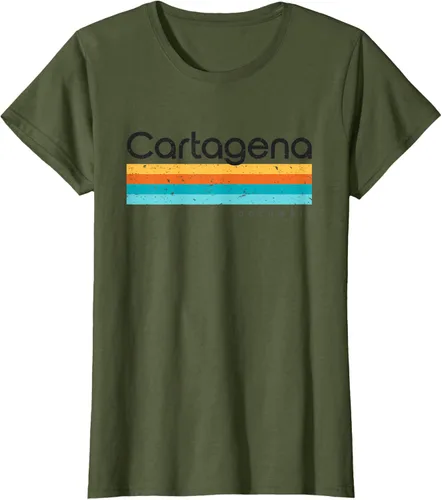 Vista 71 de Camiseta vintage de Cartagena Colombia con diseño retro, Blanco, S