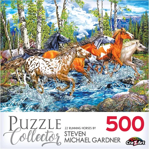 Vista 4 de RoseArt - Puzzle Collector - 22 caballos corriendo - Rompecabezas de 500 piezas para adultos