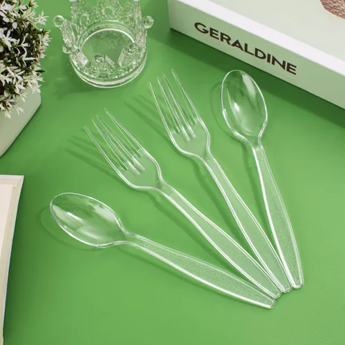 Vista 3 de Ciaell 500 tenedores de plástico transparente – Tenedores de plástico resistentes – Tenedor desechable pesado de 7 pulgadas – Tenedor transparente