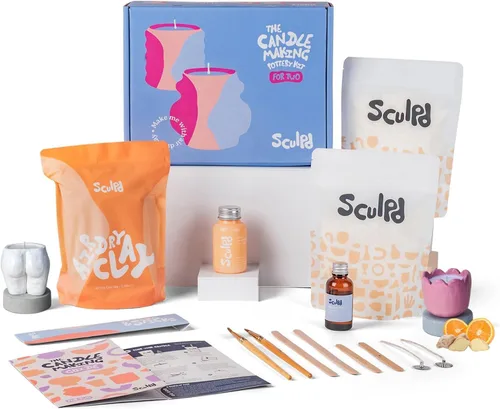 Vista 16 de Sculpd Kit de alfarería para hacer velas para adultos con arcilla secada al aire y juego de pintura acrílica, cera de soja ecológica no tóxica