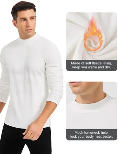 Vista 4 de SIMIYA Camisas de manga larga con cuello alto falso para hombre, suéter térmico ajustado y ajustado