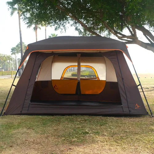 Vista 6 de KTT Extra Large Tent 6-12-14 Person,Family Cabin Tents,2 Rooms,3 Doors and 3 Windows with Mesh,Straight Wall,Waterproof,Double Layer,Big Tent for