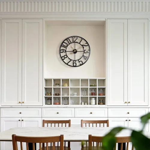 Vista 7 de Reloj de pared grande de 24 pulgadas, relojes de pared metálicos con números arábigos extragrandes para decoración de sala de estar, dormitorio