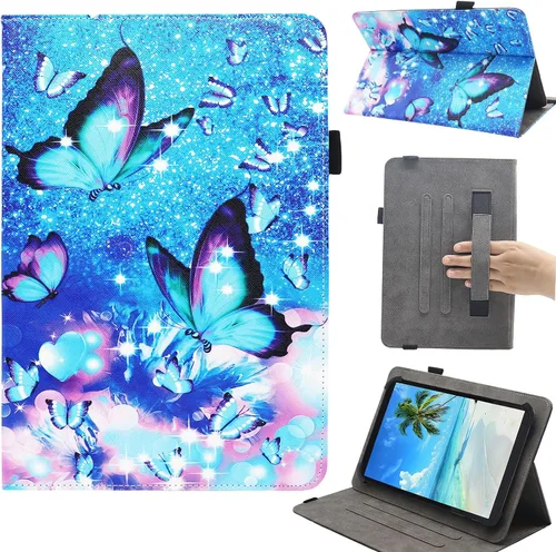 Vista 10 de Funda universal para tablet Android de 7 8 pulgadas, Dluggs soporte de visualización multiángulo con funda y correa de mano para tablet de 7.0-8.5
