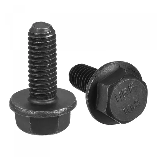 Vista 6 de uxcell Tornillos métricos de brida hexagonal M6x12mm, 20 tornillos de cabeza hexagonal de acero al carbono de grado 10.9
