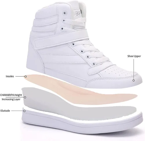 Vista 9 de UBFEN Zapatos deportivos para mujer, con soporte de tobillo alto, color vibrante, tacón de cuña oculto, retro, de los años 80, para niñas, cosplay