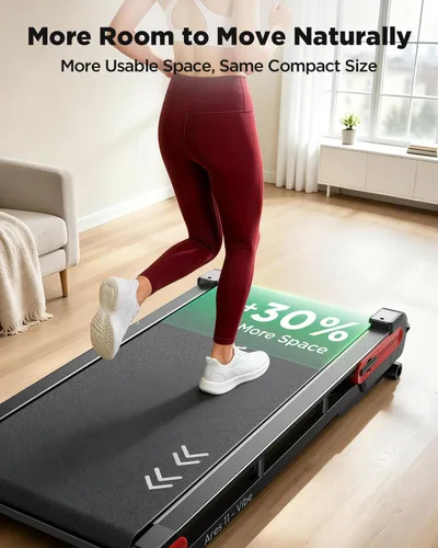 Vista 9 de Jogwell Walking Pad with 15% Auto Incline, Full-Deck Design Under Desk Treadmill for Home Office, Vertical Storage, 4-Wheel Mobility, 3.0HP