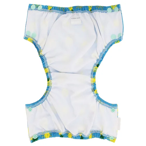 Vista 7 de Pañal de natación ajustable para niños pequeños, tamaño 5 y 6, color azul, con piña, reutilizable