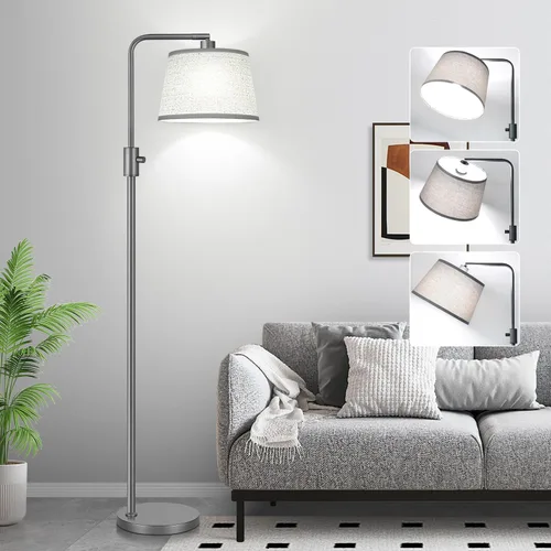 Vista 22 de Nintiue [Actualizada] Lámpara de pie regulable, bombilla LED Edison de 1000 lúmenes incluida, pantalla negra, lámpara de pie alta moderna de arco