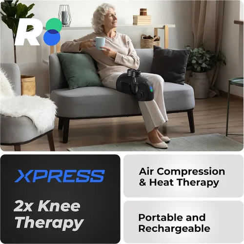 Vista 2 de REATHLETE Masajeador de rodilla Xpress para aliviar el dolor Masajeador de piernas con calor y compresión