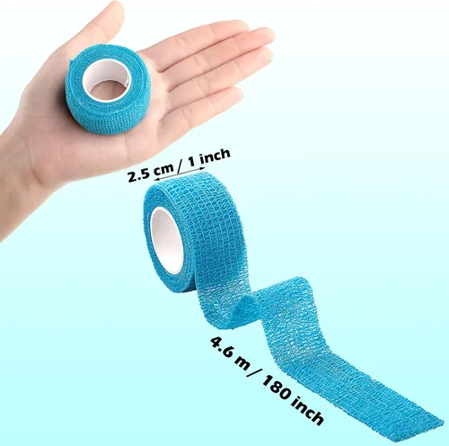 Vista 2 de BBTO Paquete de 12 vendajes autoadhesivos de 1 pulgada x 5 yardas, envoltura elástica transpirable autoadhesiva para deportes, dedos, muñeca