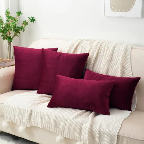 Vista 29 de HWY 50 fundas de almohada decorativas de terciopelo sólido para sofá, sala de estar., Terciopelo, gris, 20x20 pulgadas