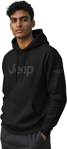 Vista 3 de Detroit Shirt Company Sudadera con capucha para hombre Jeep® Text con bolsillo frontal Negro