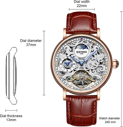 Vista 4 de IK COLOURING Relojes mecánicos para hombre, reloj de pulsera de esqueleto automático de lujo Tourbillon impermeable de cristal automático para hombre
