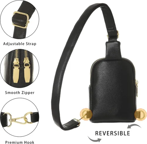 Vista 5 de INICAT Pequeñas bolsas cruzadas para mujer, de cuero vegano, para teléfono celular, riñoneras para mujeres y hombres