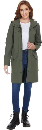 Vista 5 de Fahsyee Chubasquero para mujer, chaqueta impermeable con capucha, rompevientos para exteriores, larga actividad