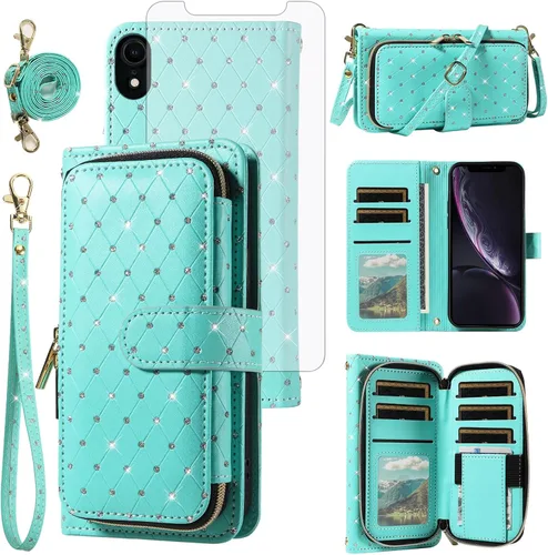 Vista 169 de Funda para teléfono iPhone 6 6S con cremallera y protector de pantalla con protector de pantalla, correa de cordón cruzado, ranura para iPhone 6 Six