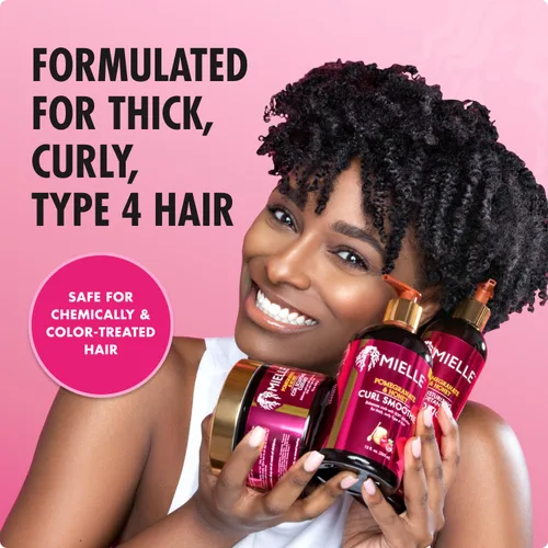 Vista 3 de Mielle Organics Acondicionador desenredante de granada y miel para cabello rizado, acondicionador hidratante profundo para ayudar a fortalecer