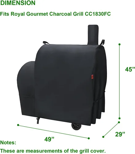 Vista 2 de Cubierta de parrilla al aire libre para parrilla de carbón Royal Gourmet CC1830FC Barrel, cubierta impermeable de 46" 600D resistente para barbacoa