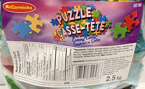 Vista 3 de McCormicks Caramelos de gomita de rompecabezas – Bolsa de 2.5 kg/5.5 lb. Perfecto para los amantes de los rompecabezas. {Importado de Canadá}