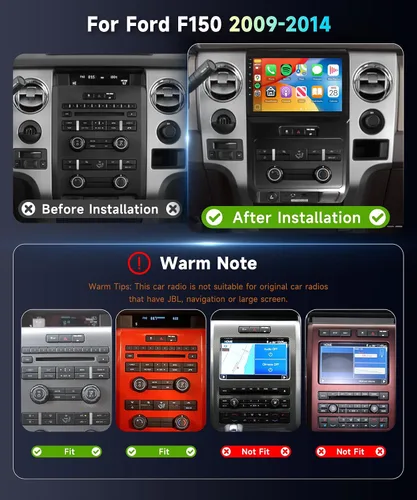 Vista 2 de Radio estéreo de coche WiFi de 5 GHz para Ford F150 2009-2014, pantalla táctil de 9 pulgadas/Android 15/CarPlay inalámbrico/Android Auto/DSP