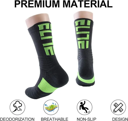Vista 3 de 4 pares de calcetines atléticos para hombre, gruesos, protectores, amortiguadores deportivos, de élite, baloncesto, fútbol, compresión, 7-12