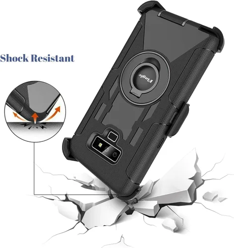 Vista 6 de Fingic Funda para Samsung Note 9, Note 9 para hombre, funda protectora híbrida 4 en 1, a prueba de golpes, resistente a prueba de golpes, funda