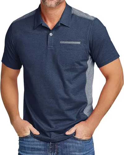 Vista 56 de V VALANCH Polo de golf de manga corta para hombre, estilo casual, con cuello que absorbe la humedad