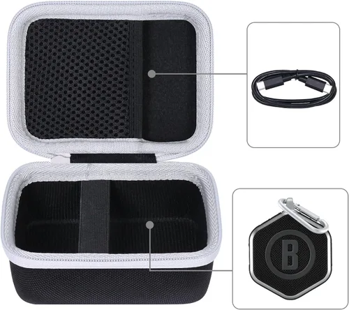 Vista 3 de co2CREA Carcasa rígida compatible con Bushnell Golf Wingman Mini GPS Speaker (negro/plateado)