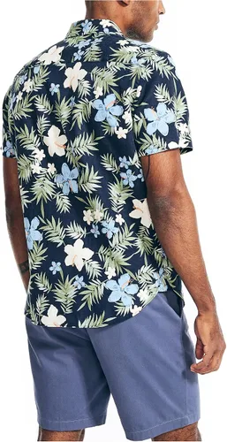 Vista 2 de Nautica Camisa de manga corta de lino con estampado sostenible para hombre