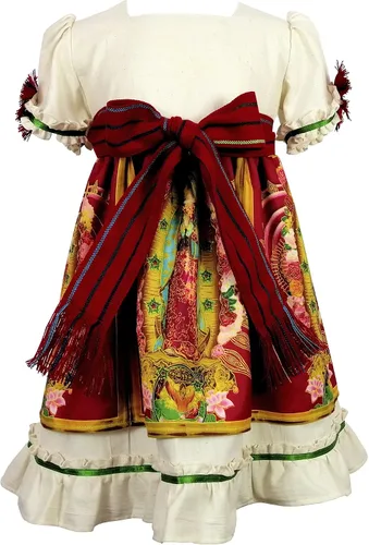 Vista 6 de Vestido de Bebé Niña Pequeña Virgen de Guadalupe Guadalupana Algodón Hecho a Mano Tradicional