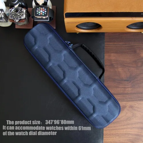 Vista 3 de Besforu Caja organizadora de relojes duros para hombres o mujeres, funda de viaje para 5 relojes, soporte portátil para relojes de pulsera y relojes