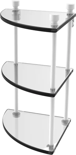 Vista 4 de Allied Brass FT-6 Foxtrot Collection - Estante esquinero de cristal de tres niveles, bronce antiguo